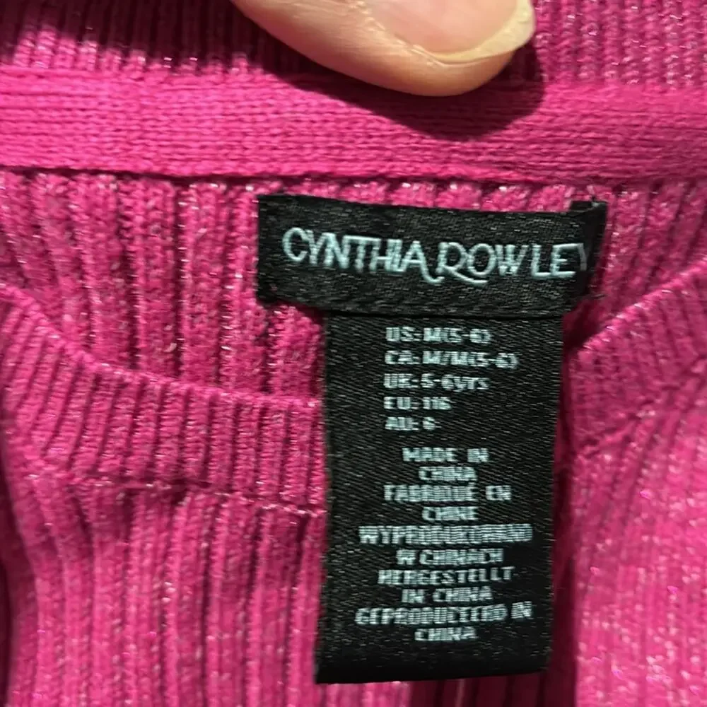 Cynthia Rowley 5/6 hot pink glitter sweater ruffled hemline stretch nwot perfect